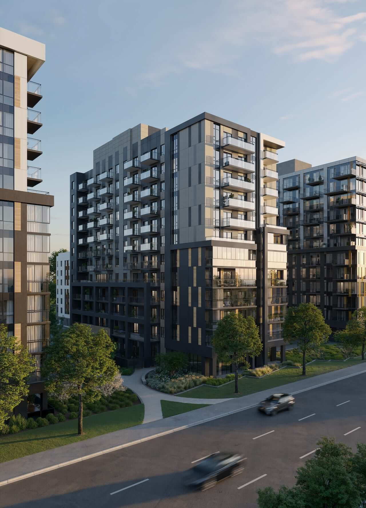 Rendering of ClockWork 4 Condos exterior full view