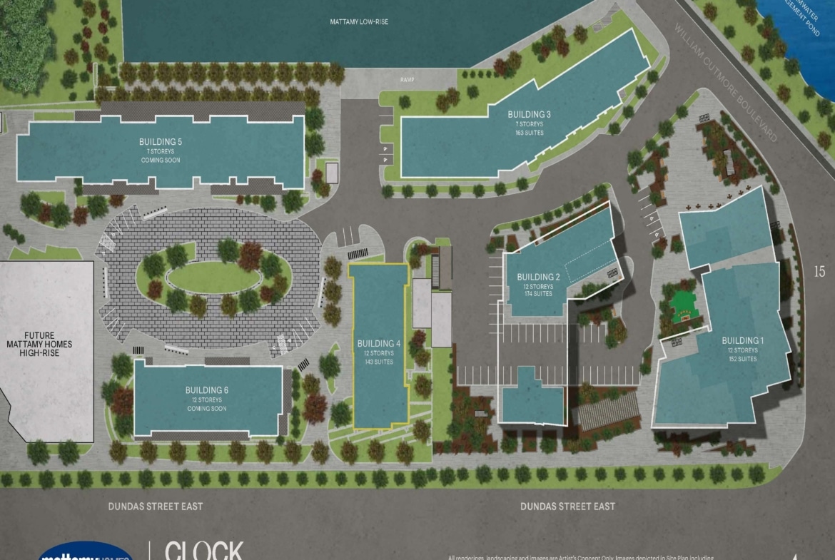 Rendering of ClockWork Condos site plan