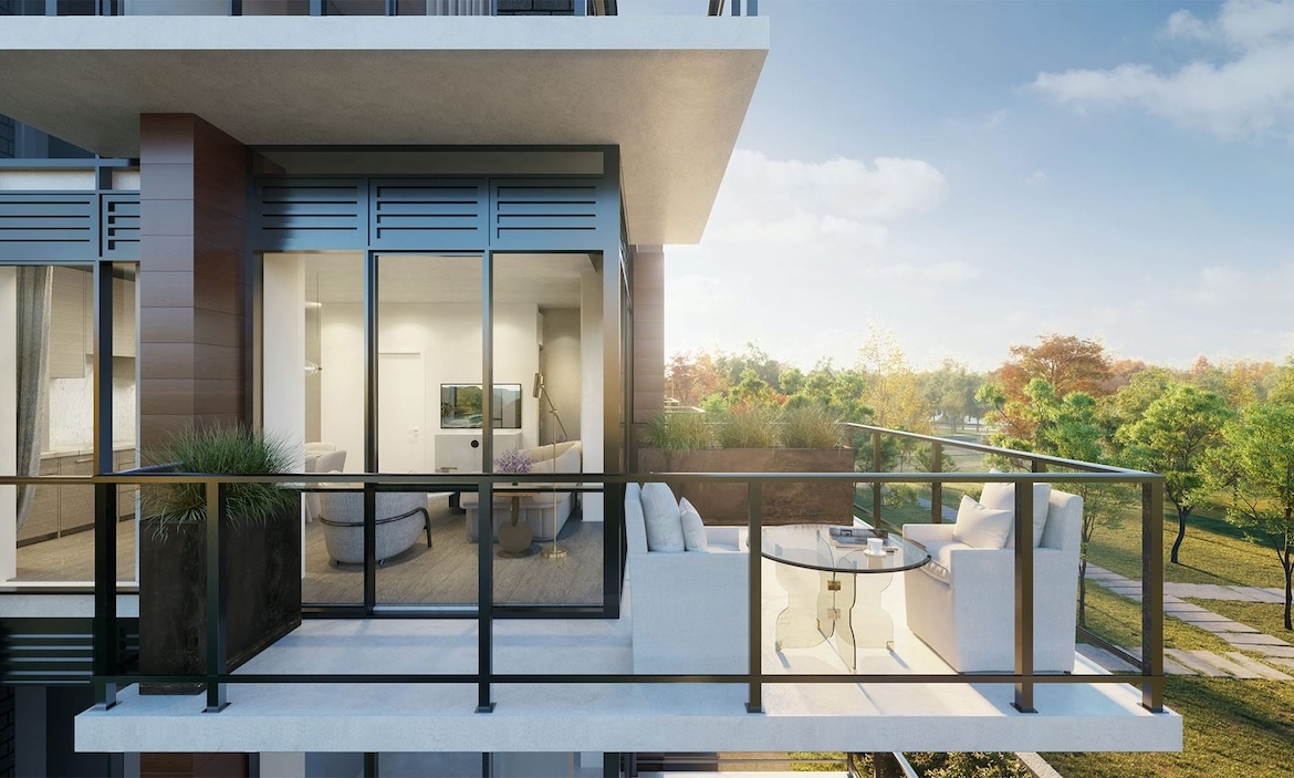 Rendering of Lawrence Hill Towns balcony