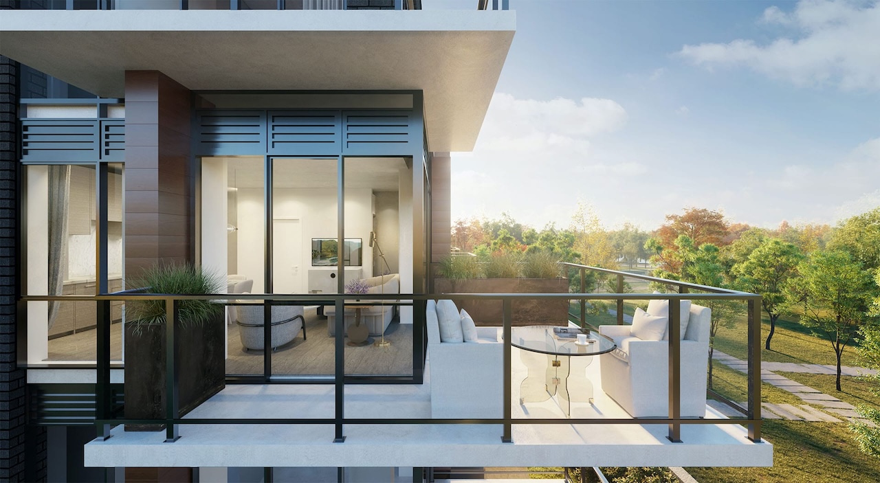 Rendering of Lawrence Hill Towns balcony