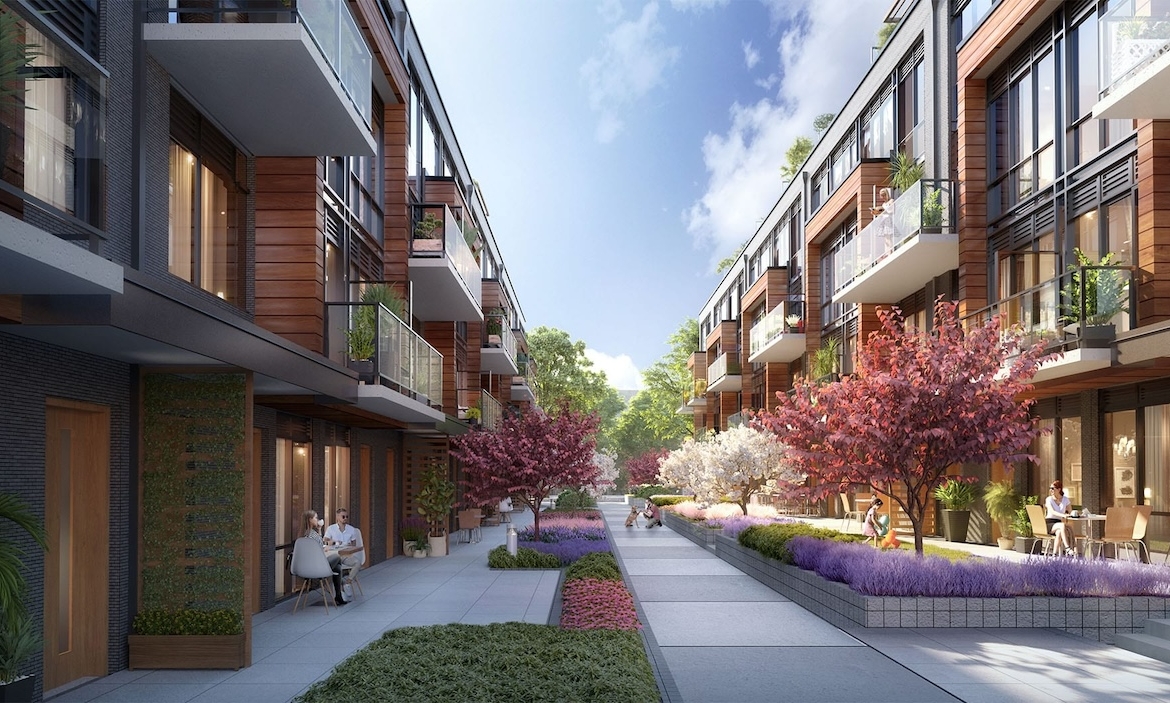Rendering of Lawrence Hill Towns sidewalk