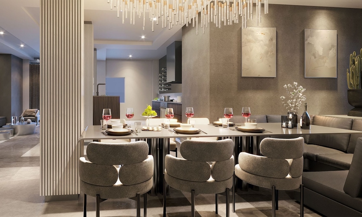 Rendering of Lawrence Hill Towns party room