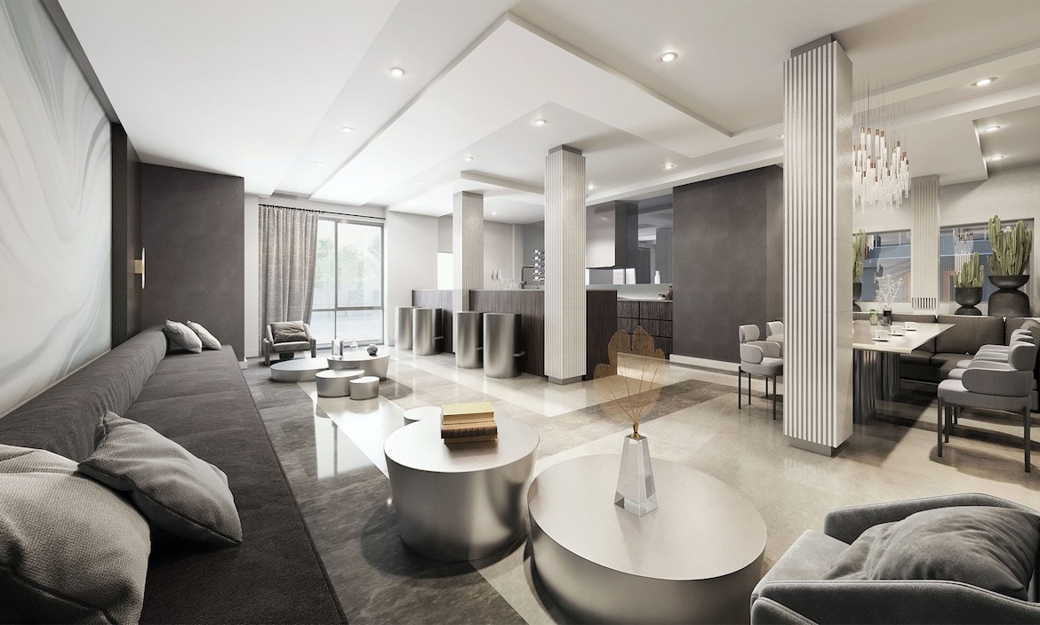 Rendering of Lawrence Hill Towns lobby