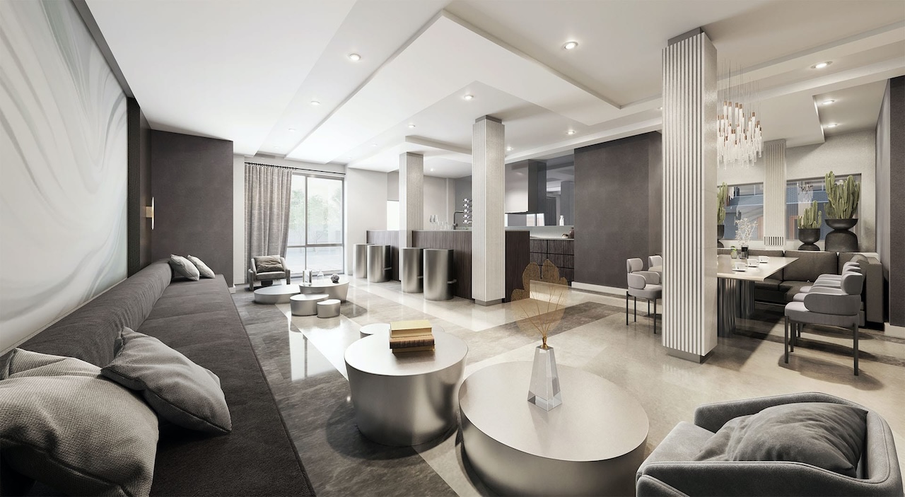 Rendering of Lawrence Hill Towns lobby