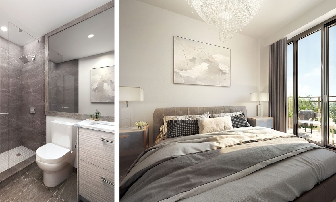 Rendering of Lawrence Hill Towns bath and bedroom
