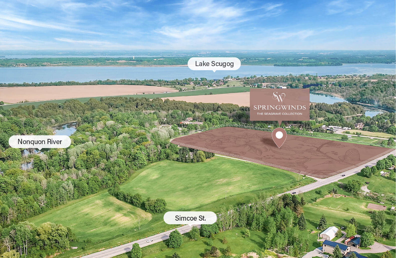 Springwinds Estates exterior rendering aerial