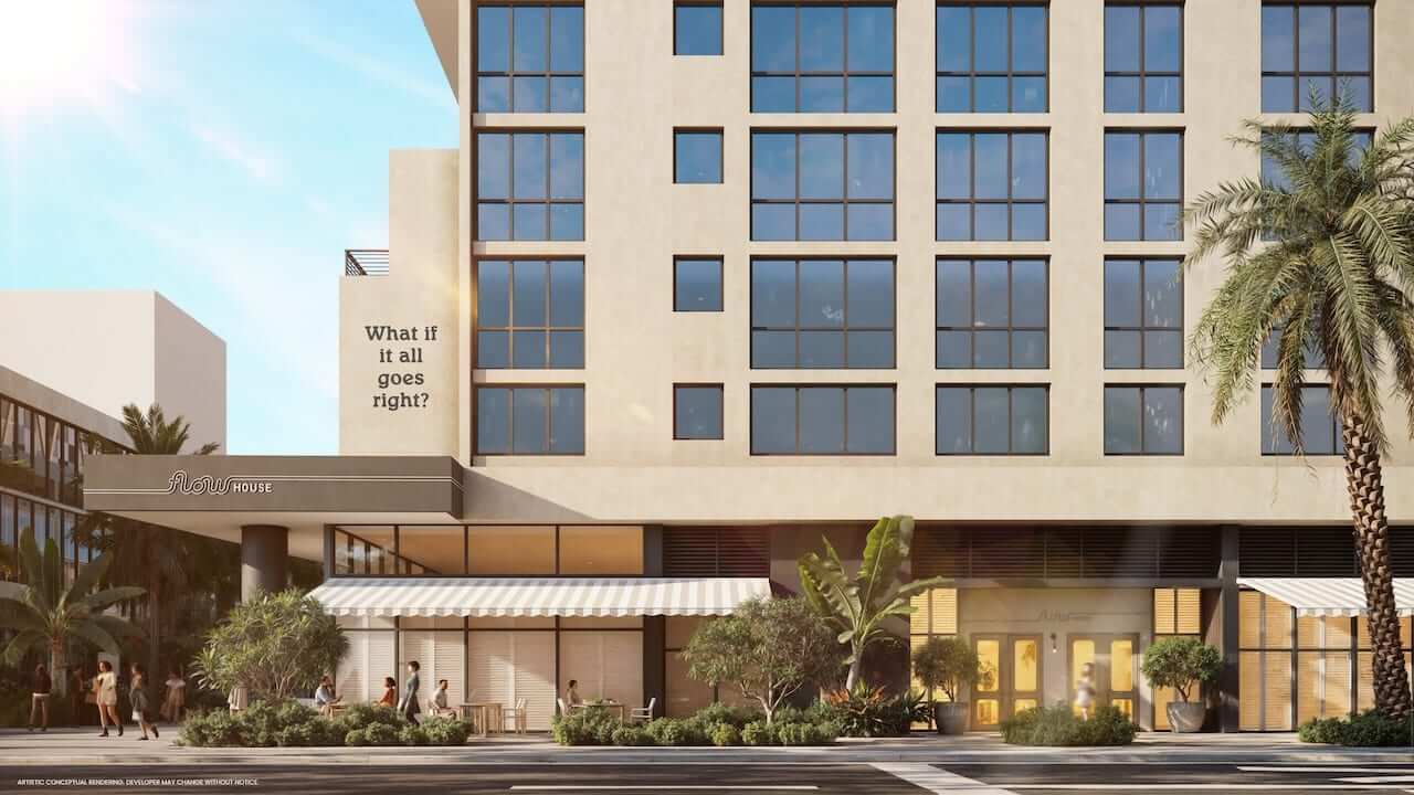 Rendering of Flow House Miami Exterior Entrance