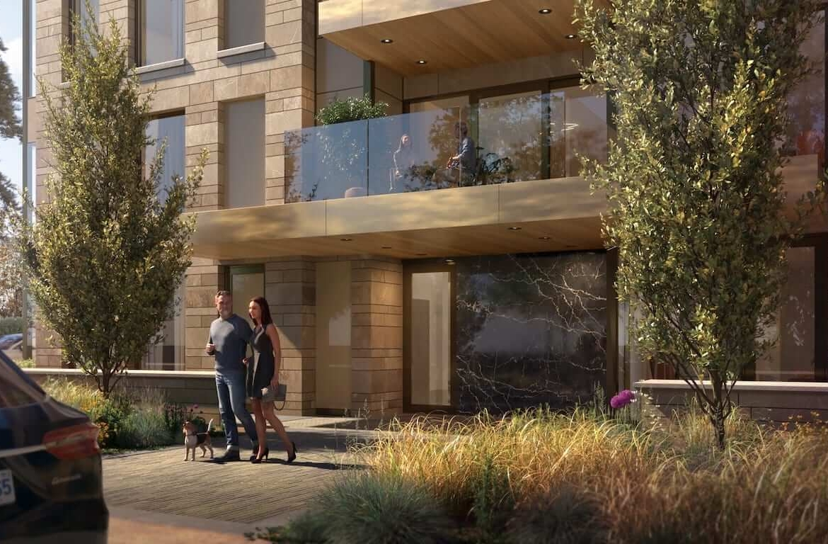 Rendering of The Aristocrat Condos exterior entrance