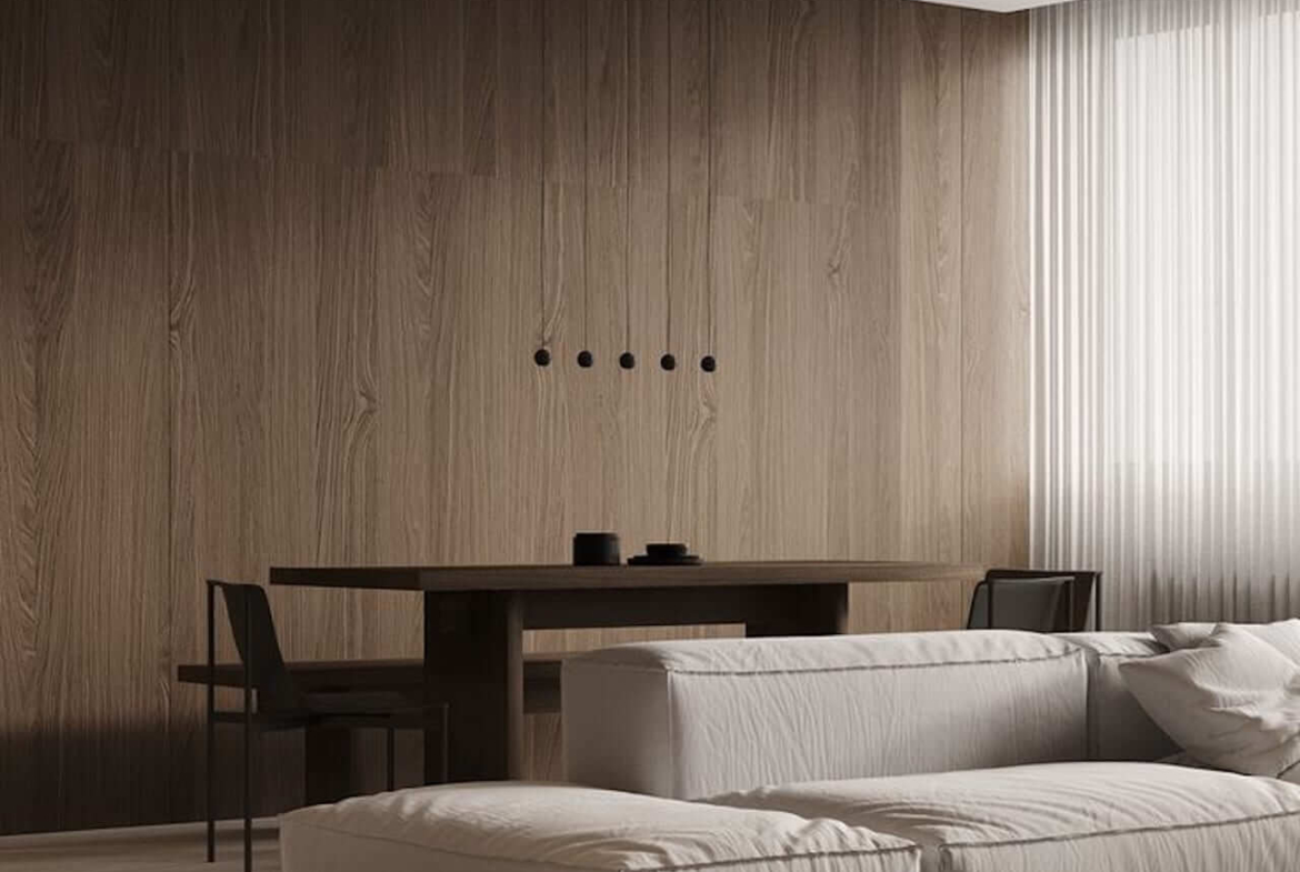 Rendering of The Aristocrat Condos suite interior living room and dining