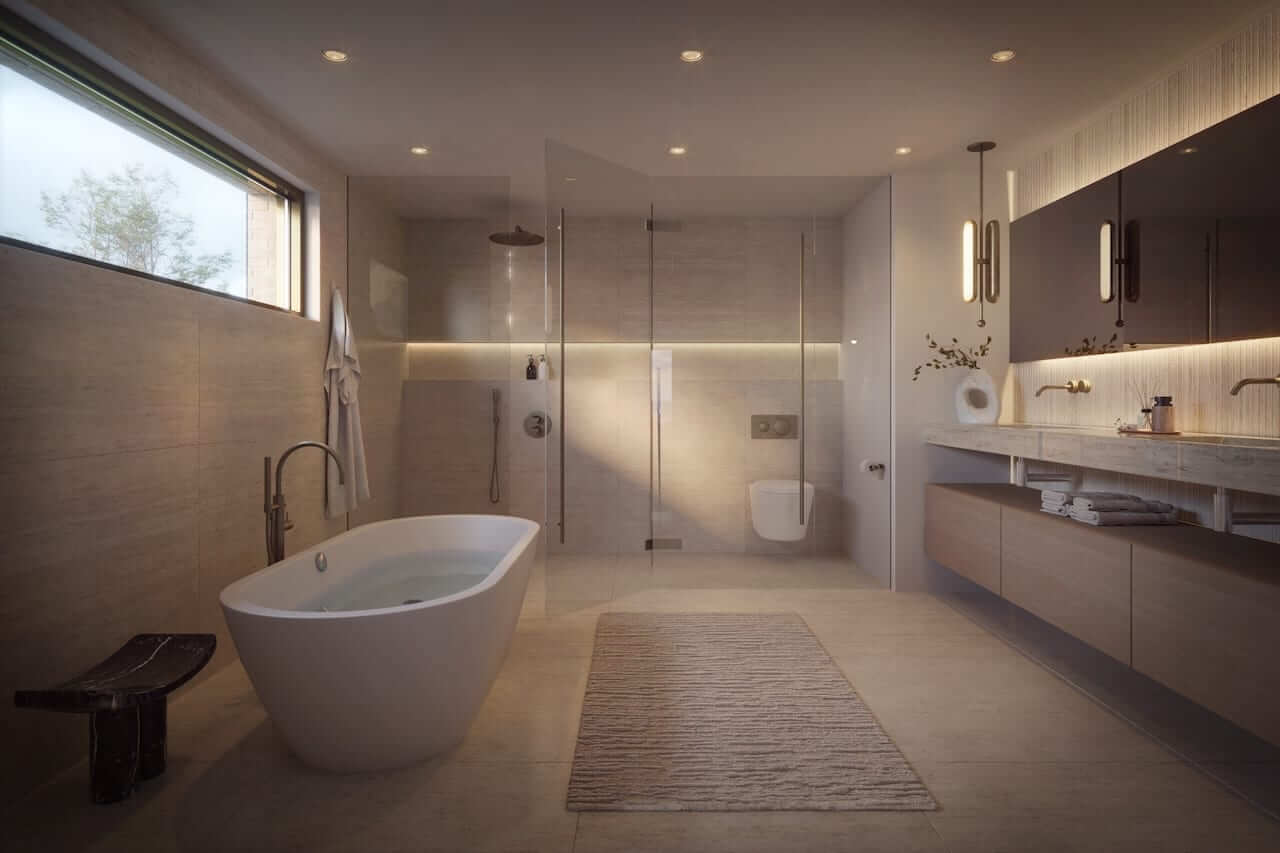 Rendering of The Aristocrat Condos suite interior ensuite bathroom