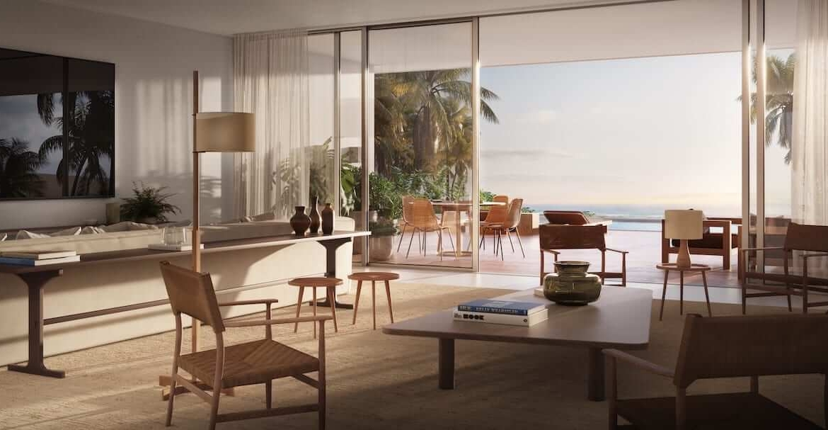 Rendering of Four Seasons Residences at Tropicalia suite view of ocean
