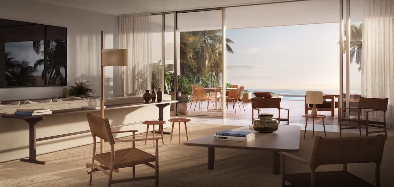 Rendering of Four Seasons Residences at Tropicalia suite view of ocean