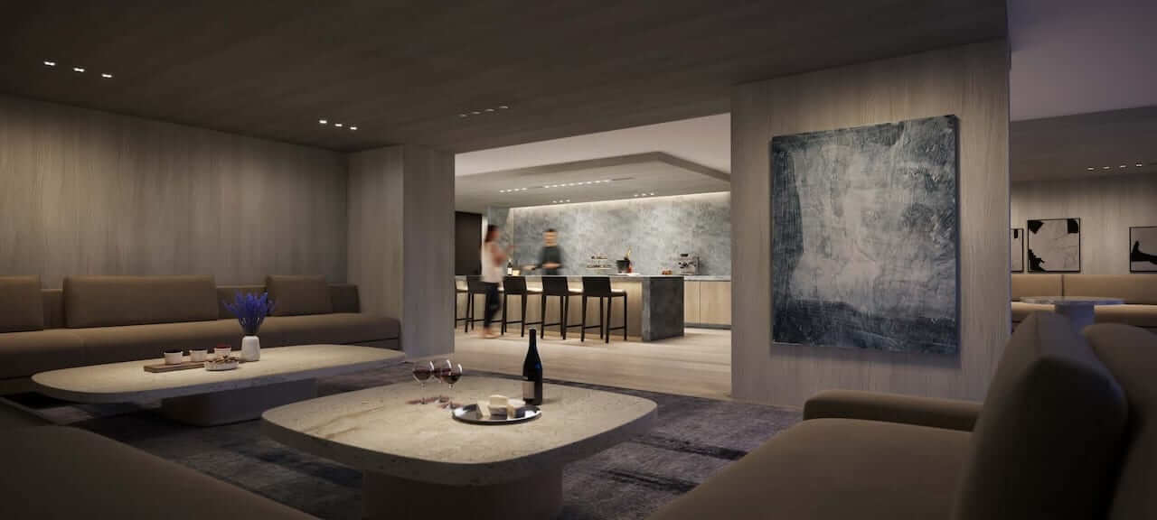 Rendering of Chome Condos in The Design District social lounge