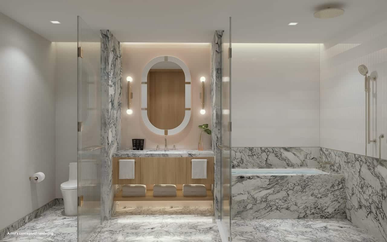 Rendering of W Pompano Beach Hotel & Residences luxurious bathroom