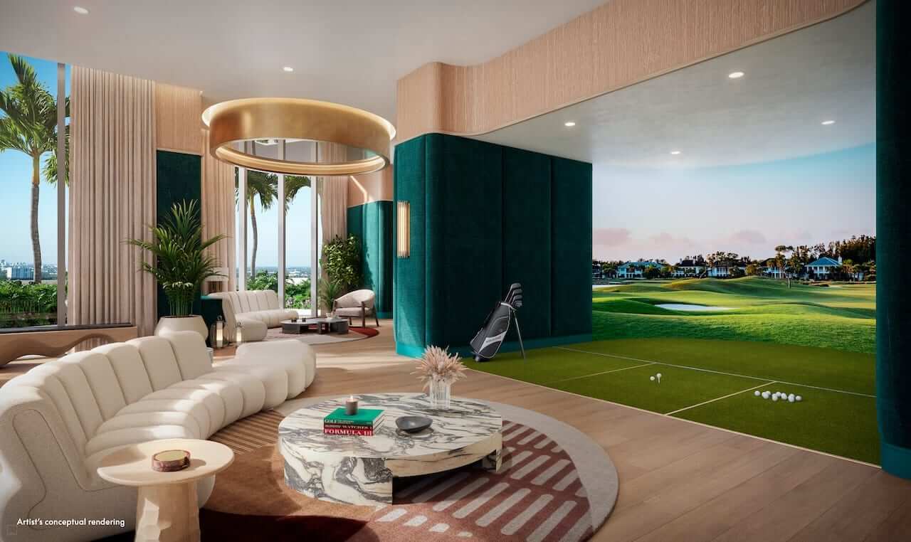 Rendering of W Pompano Beach Hotel & Residences golf simulator